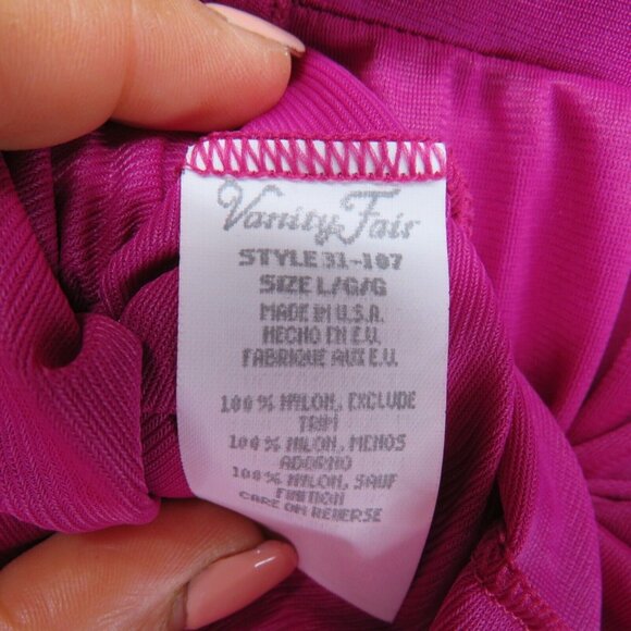 Vanity Fair Robe Womens Size Large Dark Pink Nylon Made in USA Floral Motif - Picture 6 of 11